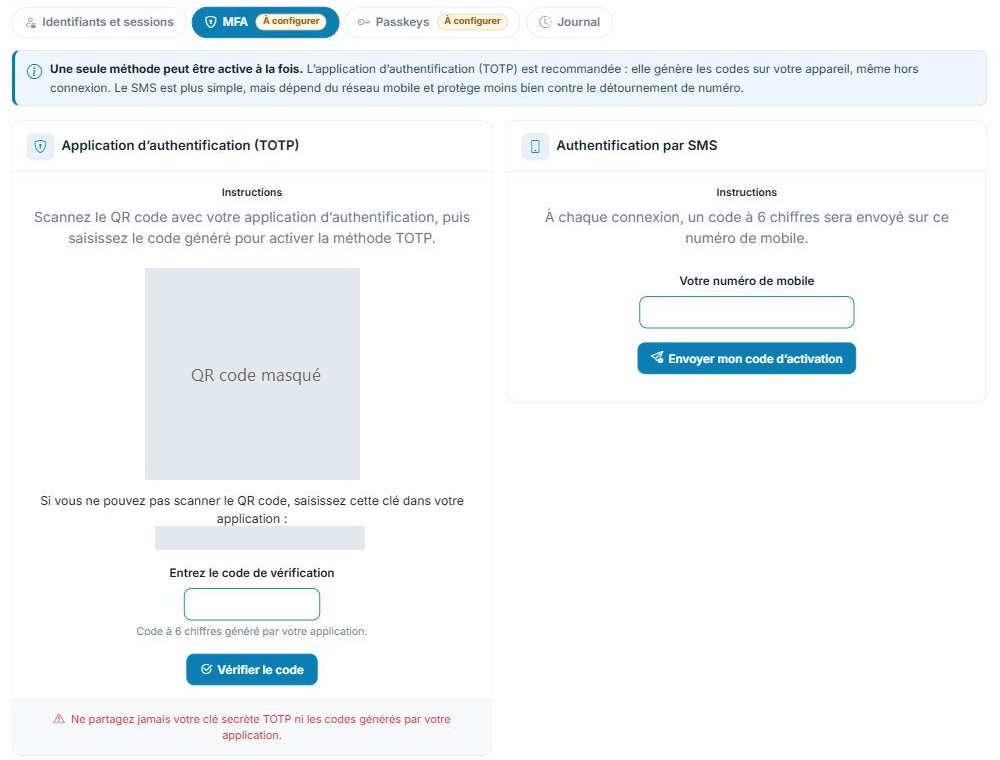 Activation de l'authentification multifacteur dans Wysam