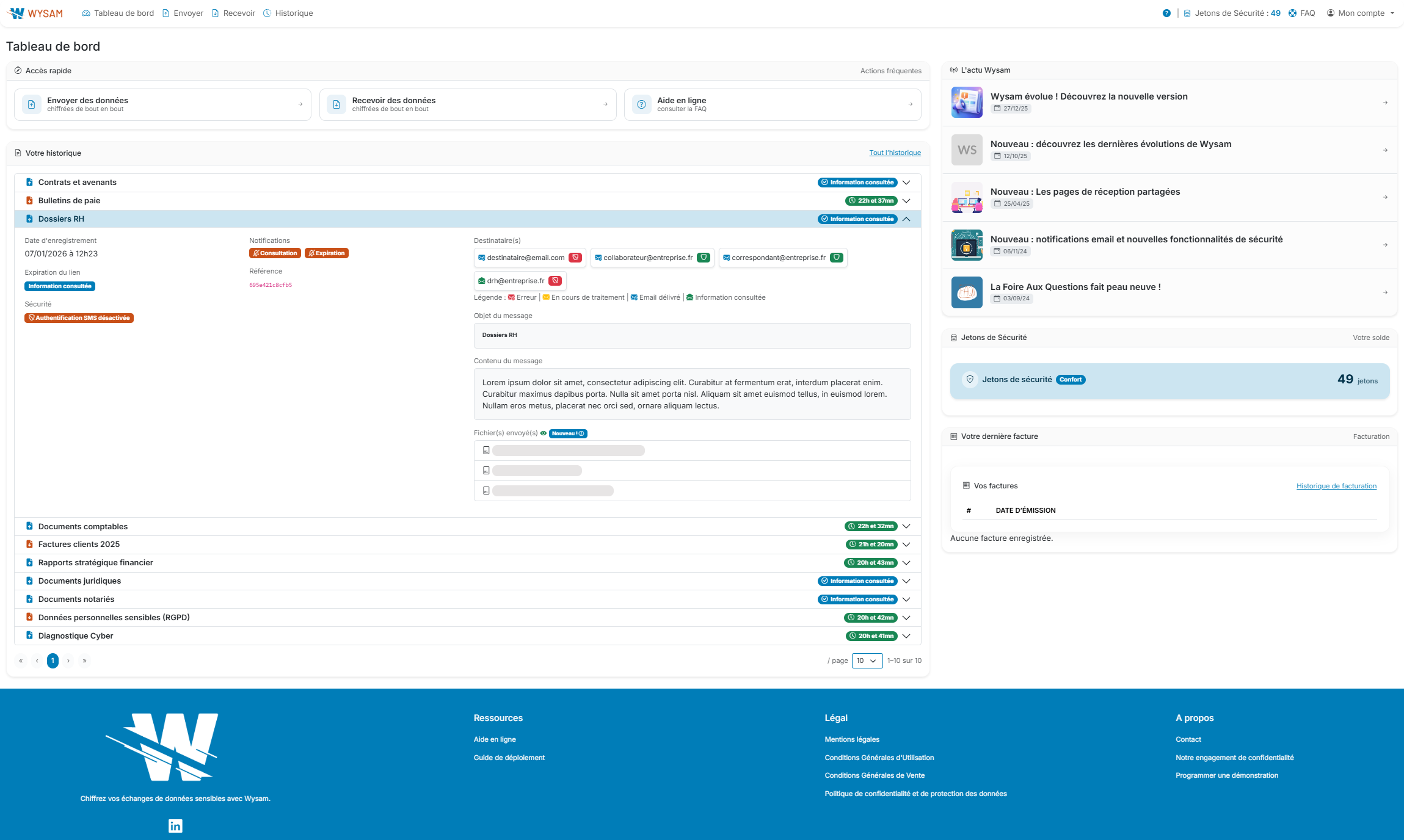 Création d'un lien sécurisé Wysam