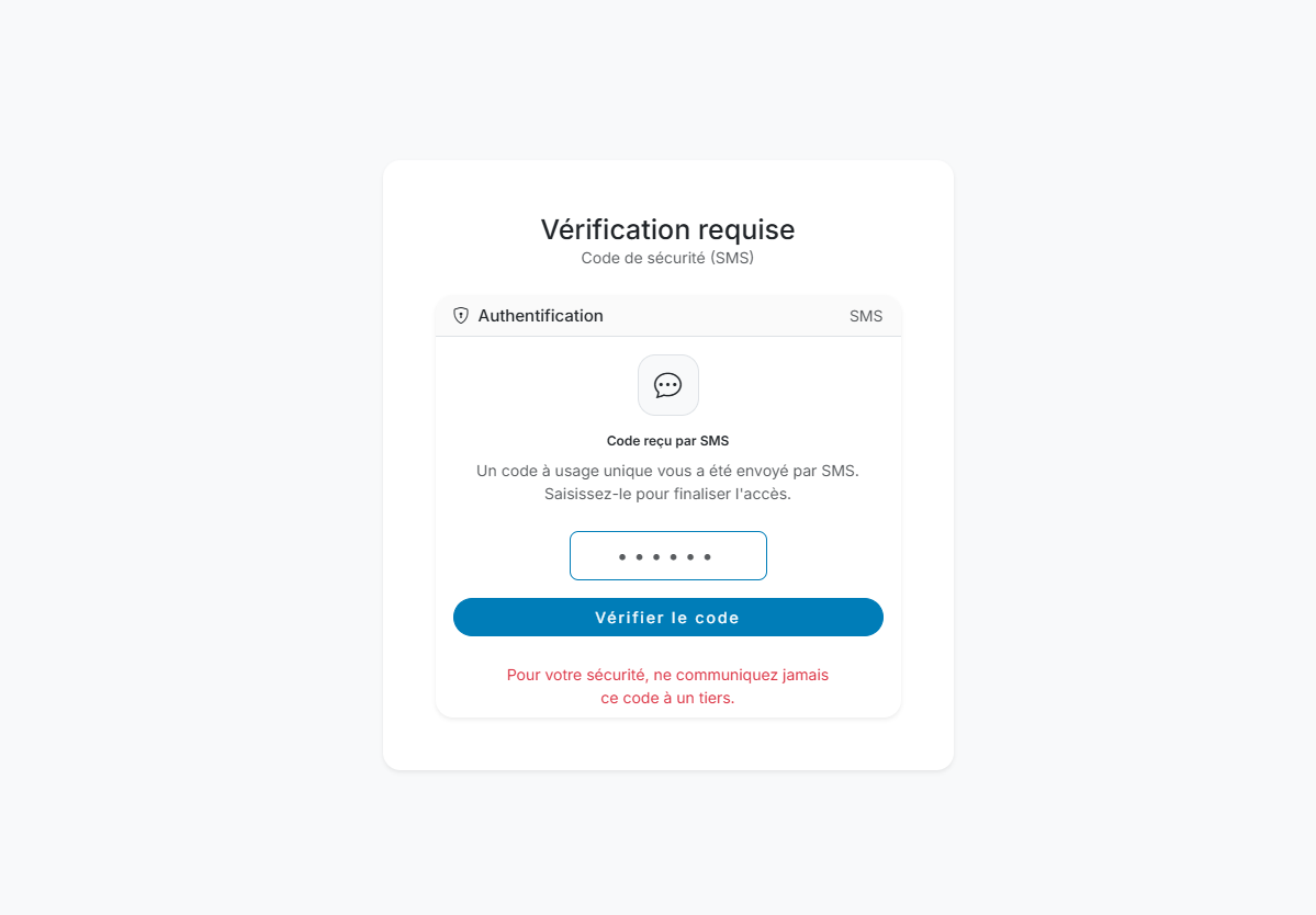 Authentifier le correspondant par SMS